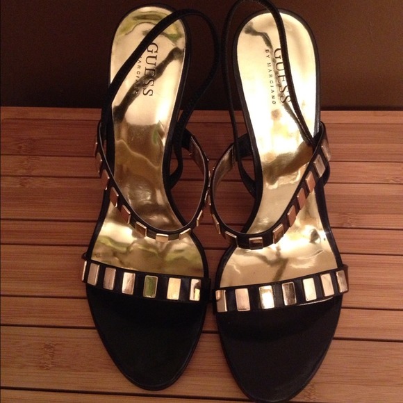 Guess black n gold sling-backs!