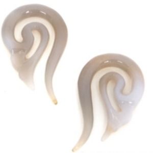Grey Agate Lily Plugs 2g