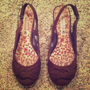 Brown American Eagle wedge high heels size 8