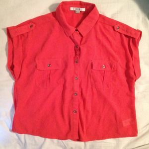button up coral top