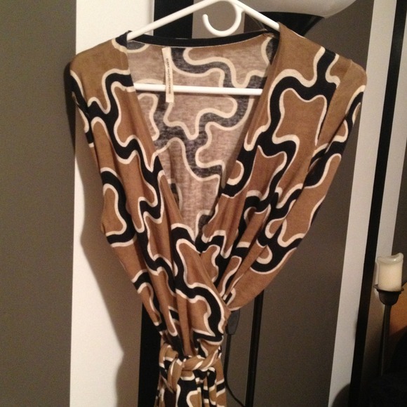 SOLD -- DVF Wrap Dress - Scrible Print