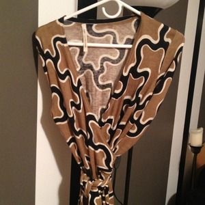 SOLD -- DVF Wrap Dress - Scrible Print