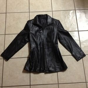💜Black leather jacket sz L Like new $ negotiable