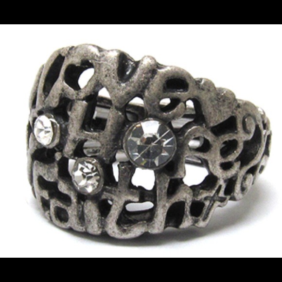 Silver ring LOVE FAITH HOPE