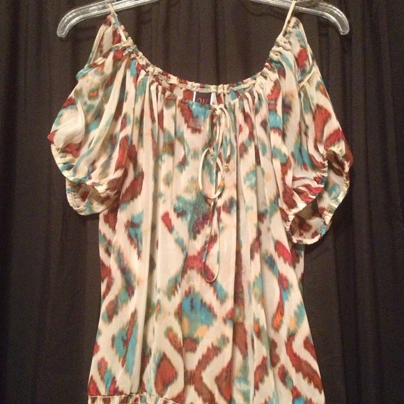 Aztec design peek a boo sheer blouse
