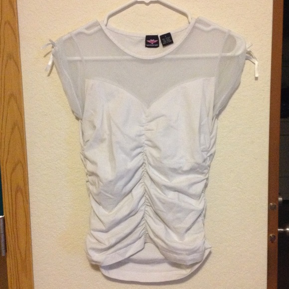 NWOT Girly White Shirt with Sheer Top