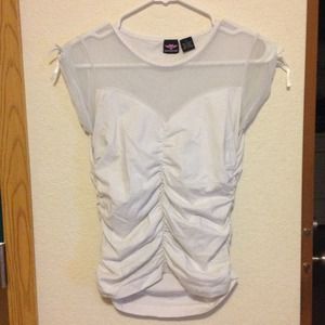 NWOT Girly White Shirt with Sheer Top