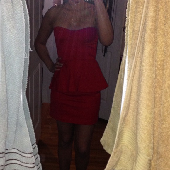 Red peplum dress