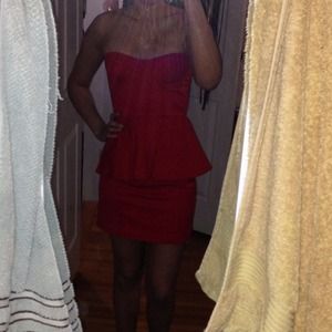 Red peplum dress
