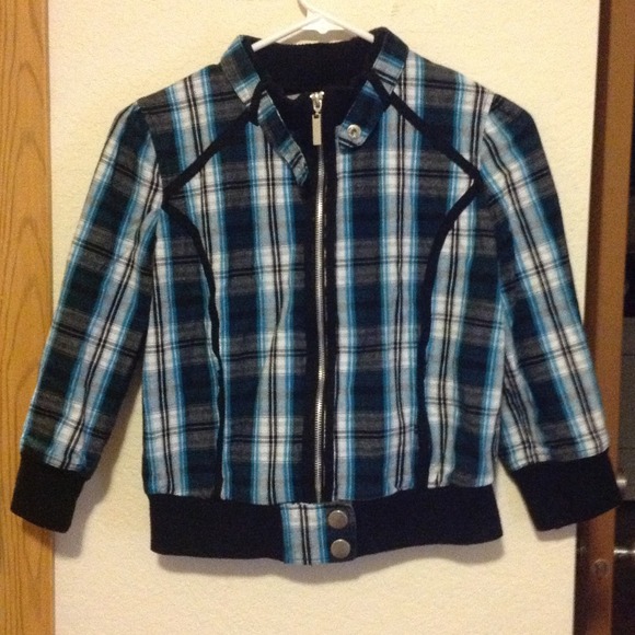 Blue Plaid Half Jacket