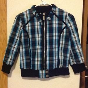 Blue Plaid Half Jacket