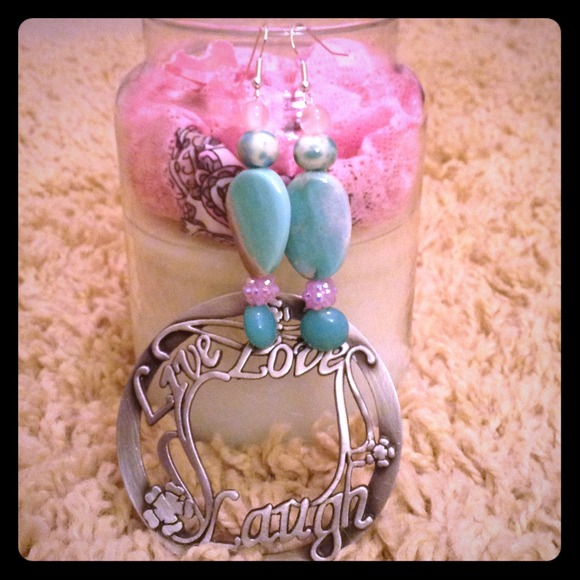 Baby blue and pink earrings
