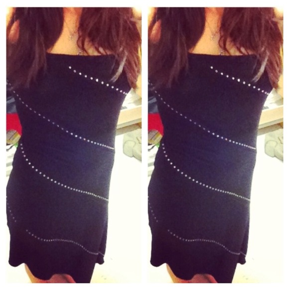 Black strapless hi low dress