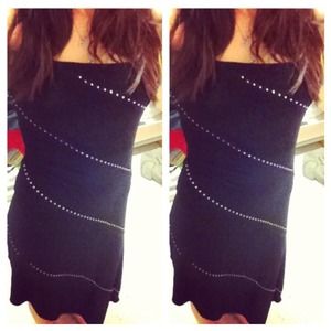 Black strapless hi low dress
