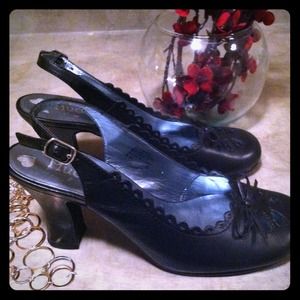 Stylish, black leather heels