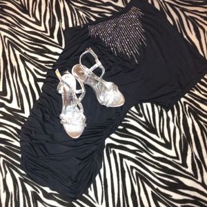 One shoulder mini dress with ruching