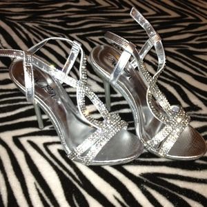 Silver stiletto heels