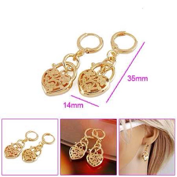 18k yellow gold filled filigree heart Earrings