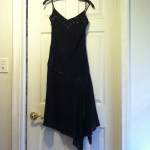 Scarlett, black dress with pretty sequence.