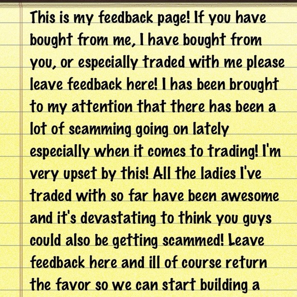 Feedback! Please continue to read in second pic! - Picture 1 of 2