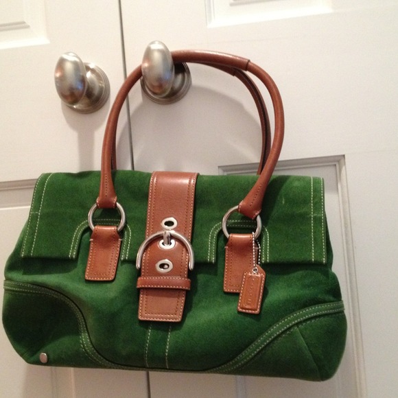 BUNDLED and TRADED Coach green suede bag
