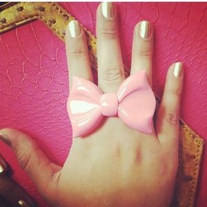 Pink Bow Ring One Size Stretch Style