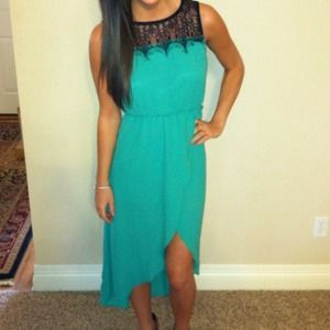 New! Green dress with black lace.