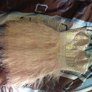 Bebe feathered skirt dress