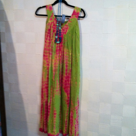 Magenta and green dress