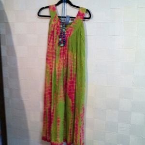 Magenta and green dress