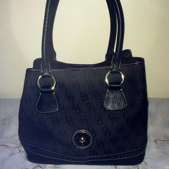 Dooney & Bourke Black Leather & Cloth bag