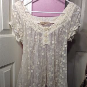 AMERICAN RAG sheer ivory blouse