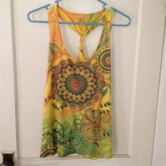 Yellow and tribal tank top