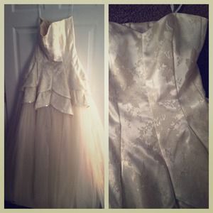 Strapless Floral Prom Dress