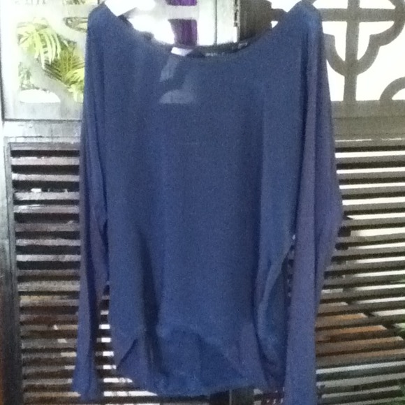 NWT navy blue silk blouse