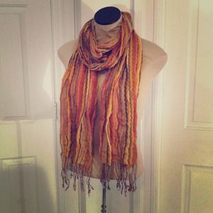 Orange Summer Scarf w/ Fringe