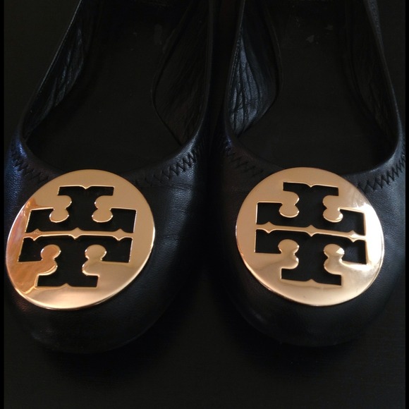 Gold Tory Burch Reva Flats