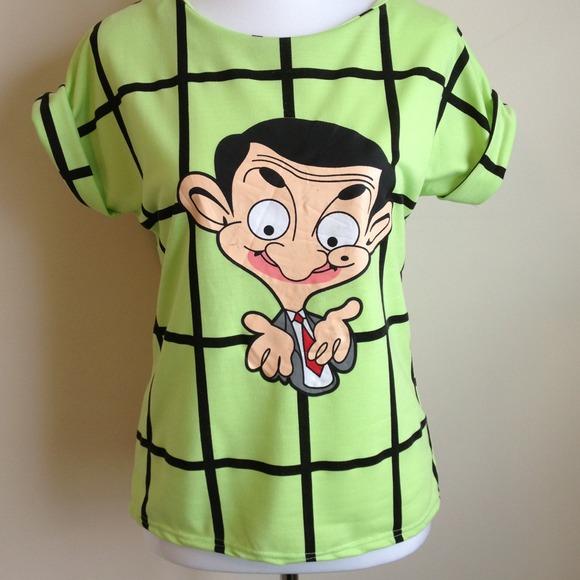 Green check cartoon t- shirt size 4