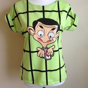 Green check cartoon t- shirt size 4