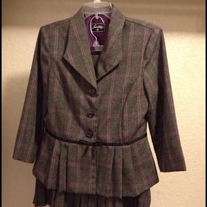 Nice work or church skirt suit charcoal w/purple