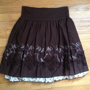 Fun brown skirt with beautiful embroidery