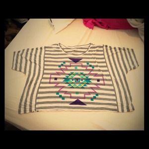 Used cute urban patterned cotton top