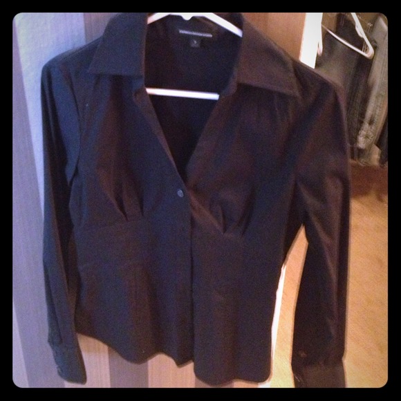 Black button up long sleeve blouse