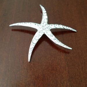 Silver & rhinestone starfish necklace pendant