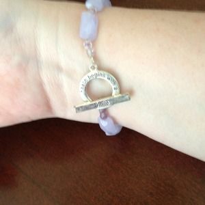 Lavender stone bracelet. "Peace begins w/a smile."