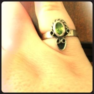 Vintage silver ring with light green stone