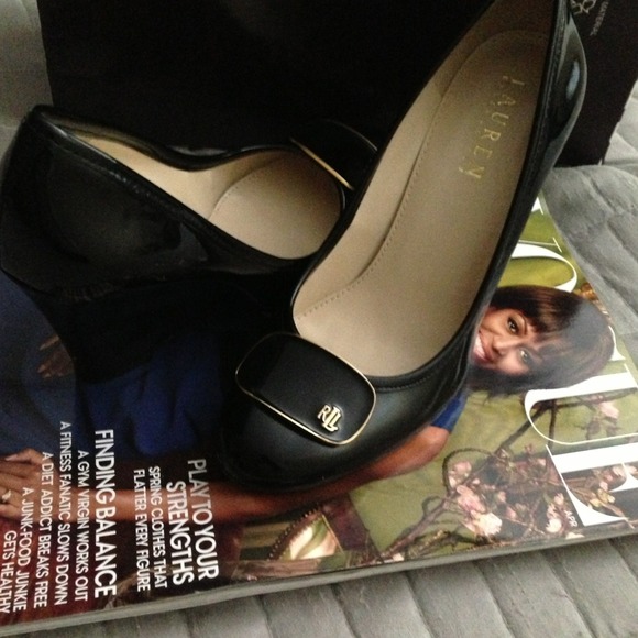 Ralph Lauren black wedge shoes