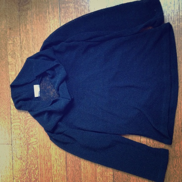 Black open weave cowl neck sweater