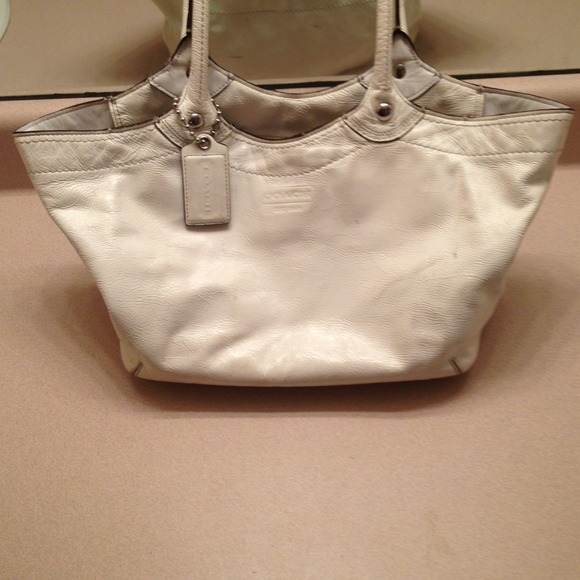 White patent leather authentic coach purse