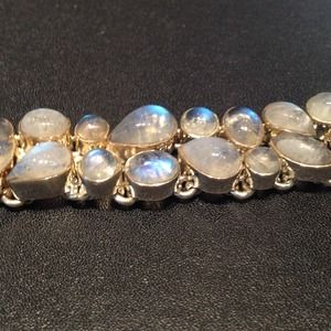 Rainbow moonstone and sterling silver bracelet